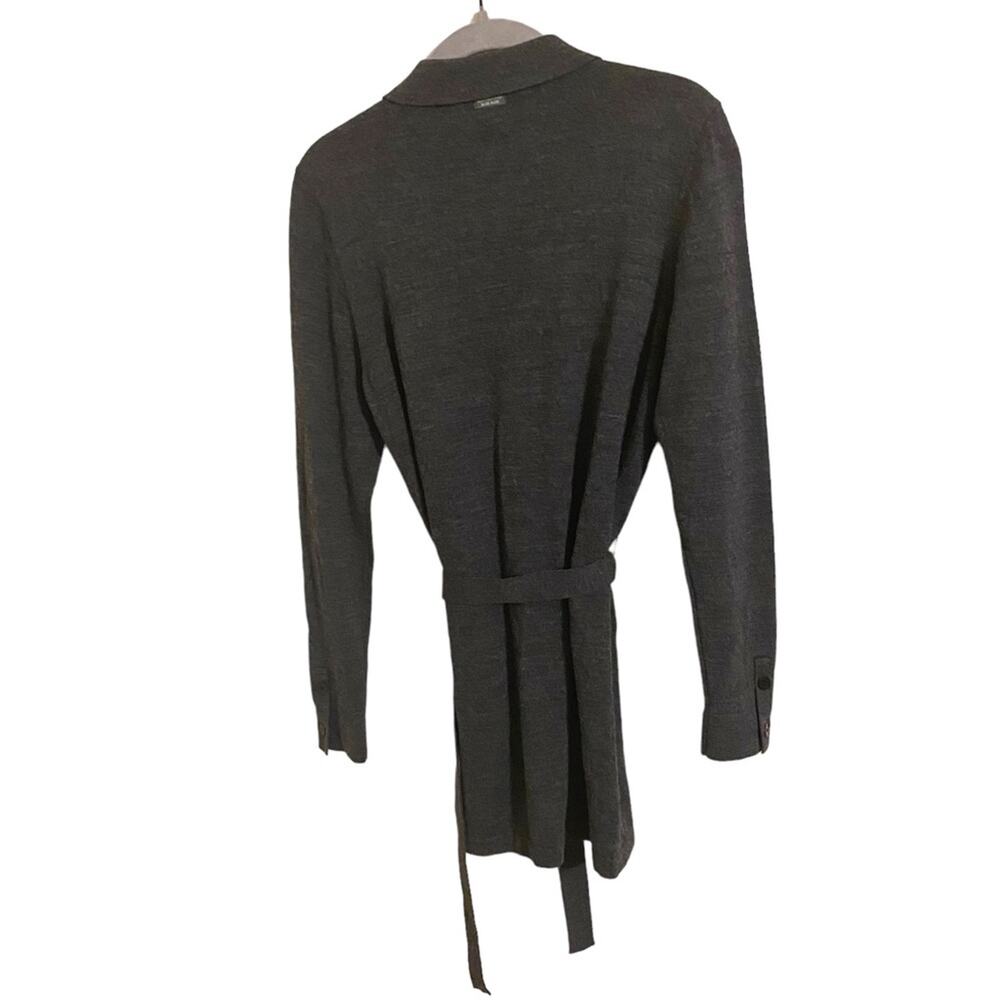 Mademoiselle Non Non Gray Wool Button Down Tie Sweater Medium - Picture 2 of 8